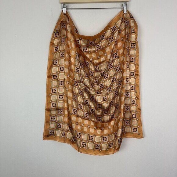 paris creations Accessories - A Paris Creation Brown Square Vintage Scarf Geometric 100% Acetate 26.5” X 27”